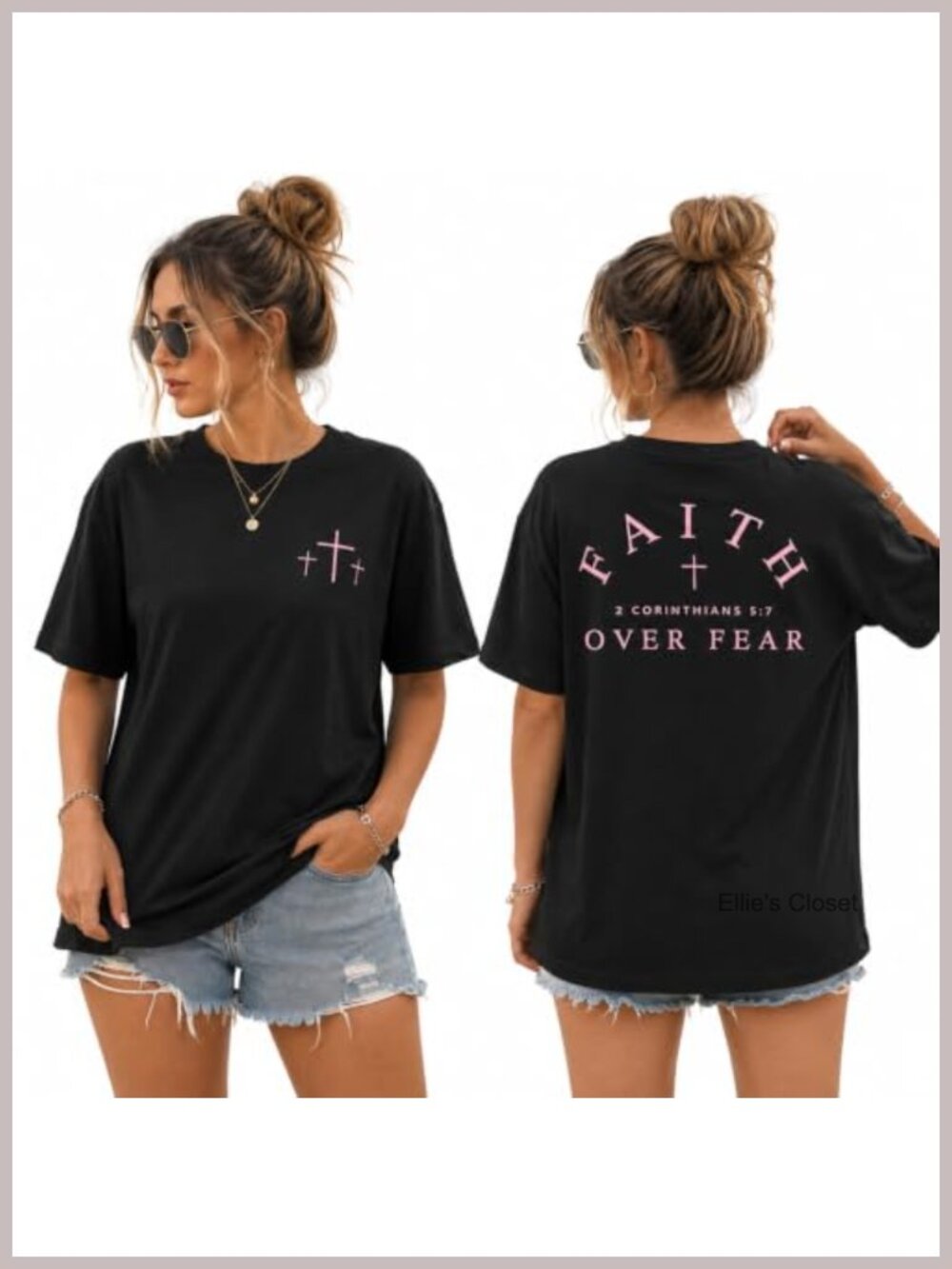 Faith Over Fear Graphic Tee Women Oversized Christian Vintage Jesus Shirt Cotton